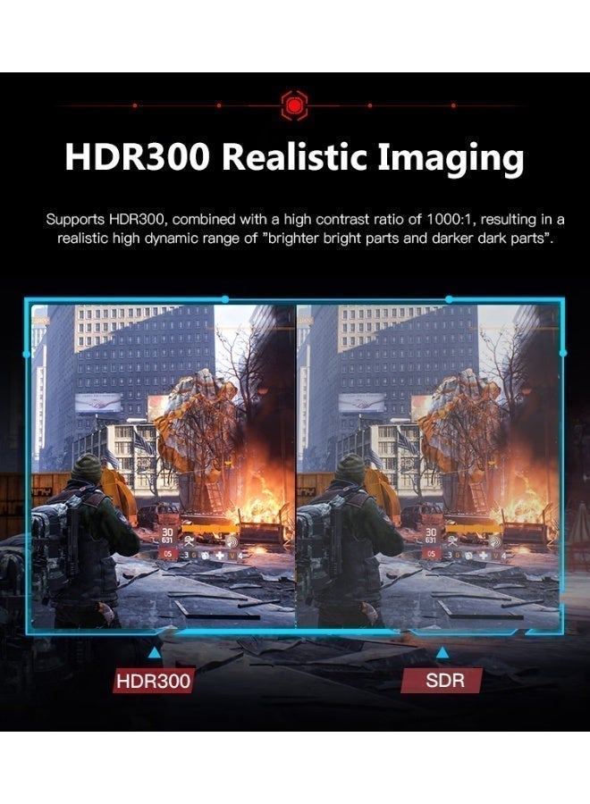 شاشة ألعاب 27 بوصة بدقة 2K، 180 هرتز، 2560 × 1440 بكسل، زمن استجابة 1 مللي ثانية، تدعم تقنية AMD FreeSync، مزودة بمنافذ HDMI/DP، ومكبرات صوت مدمجة، وتقنية تقليل الضوء الأزرق، وخالية من الوميض، وإضاءة خلفية RGB، مثالية للألعاب والعمل، وحامل قابل للرفع والتدوير. - Image 5